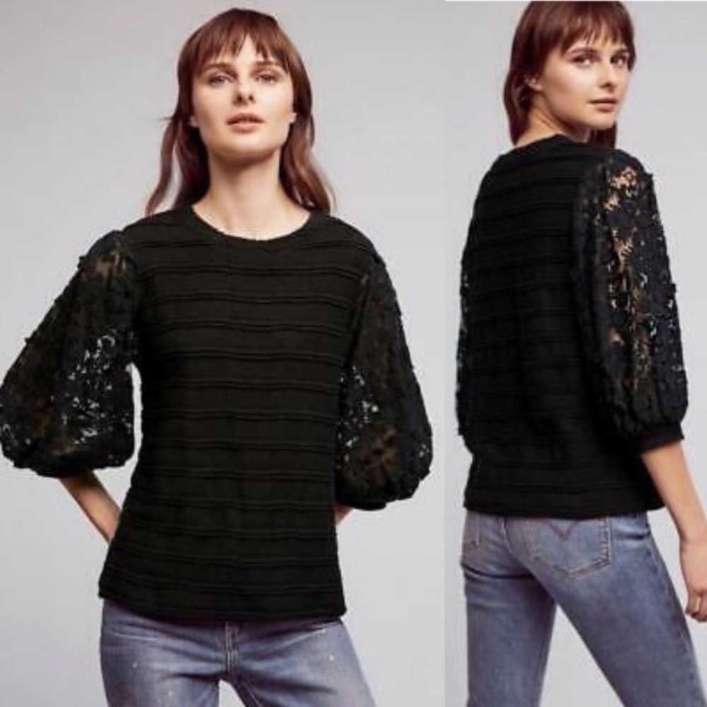 Eri + Ali Chelsea Lace Balloon Sleeve Blouse embroidered lace details bohemian